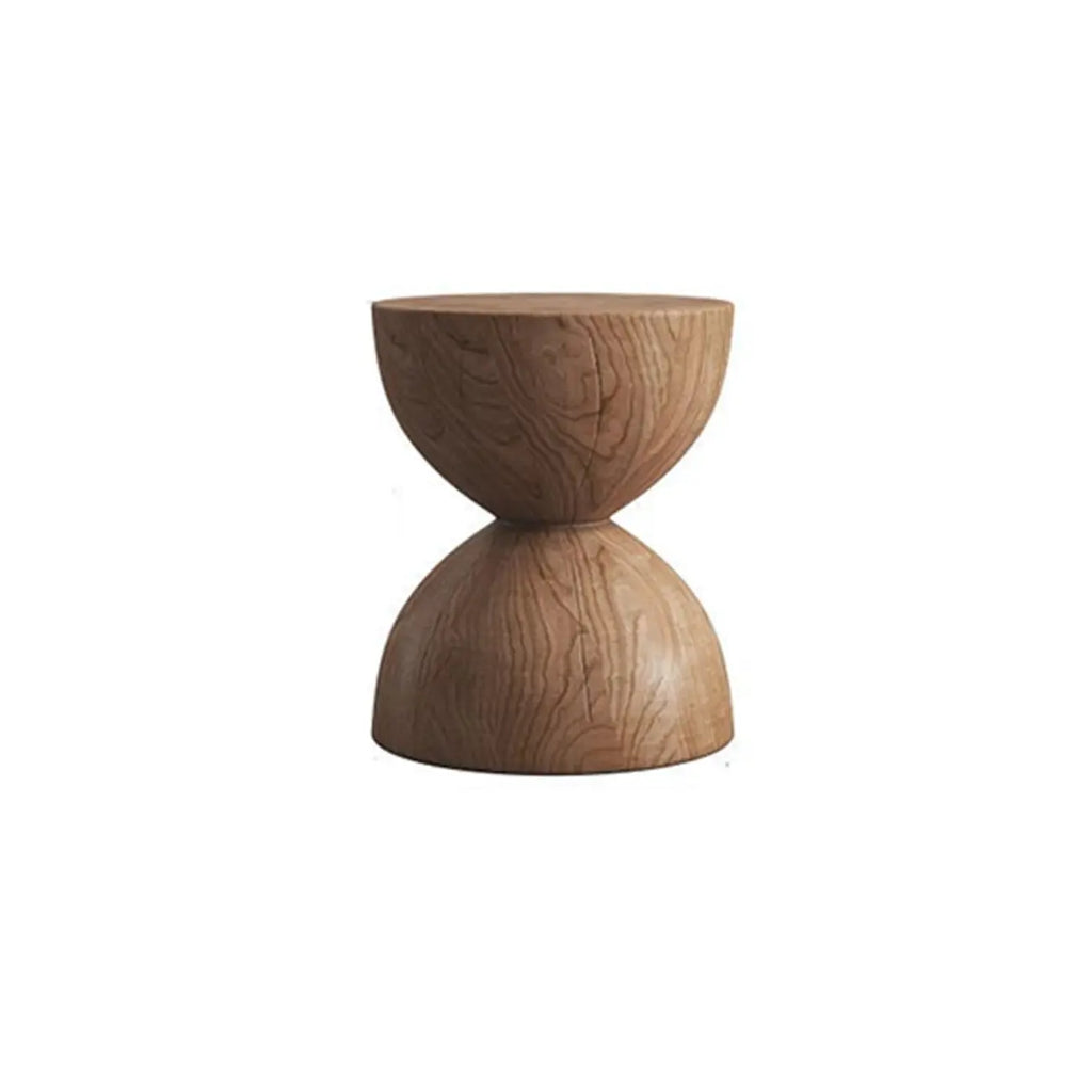 Modern Wooden Drum End Table with Unflip Top for Living Room