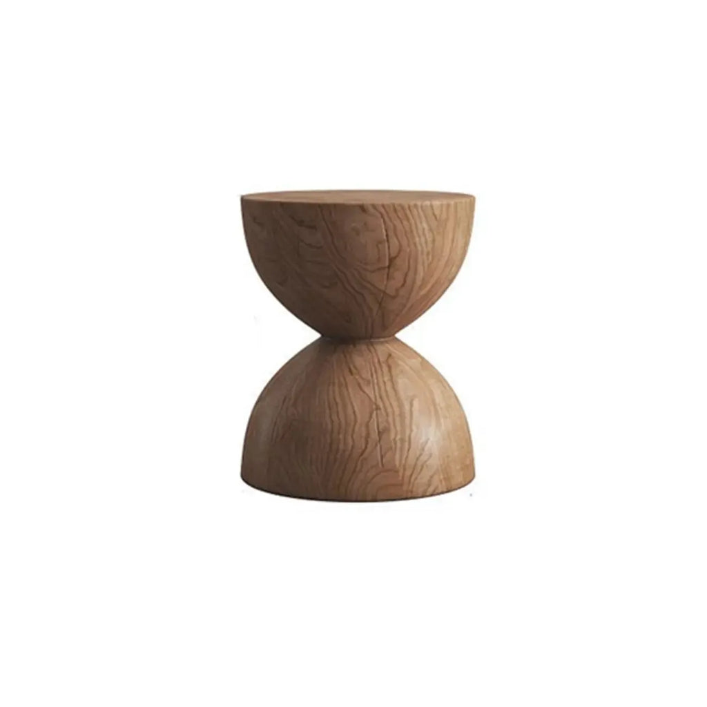 Modern Wooden Drum End Table with Unflip Top for Living Room