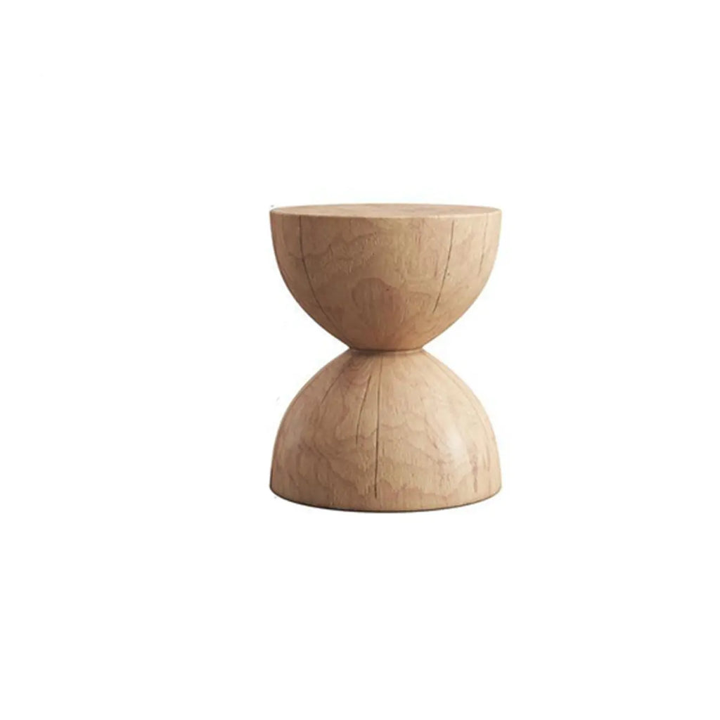 Modern Wooden Drum End Table with Unflip Top for Living Room