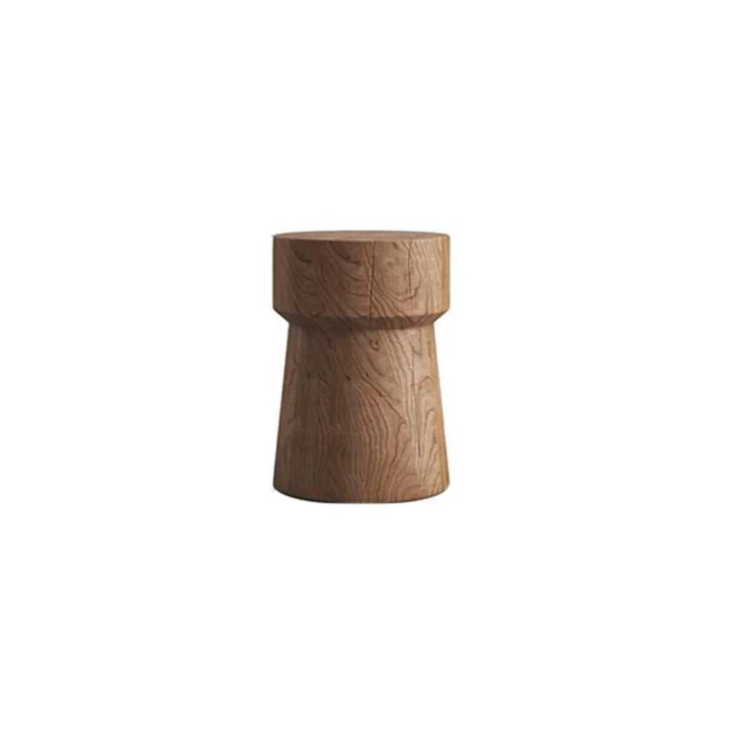 Modern Wooden Drum End Table with Unflip Top for Living Room