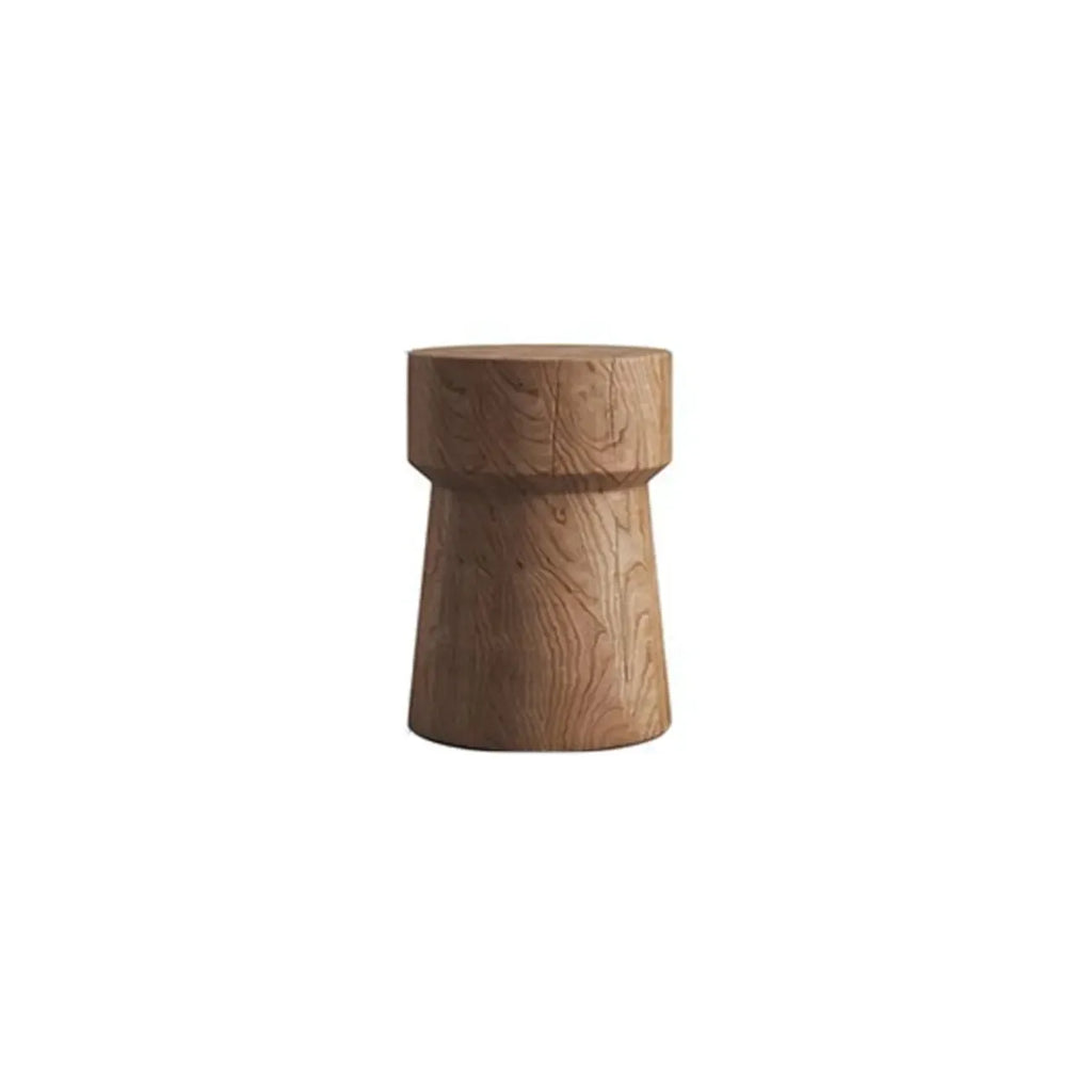 Modern Wooden Drum End Table with Unflip Top for Living Room