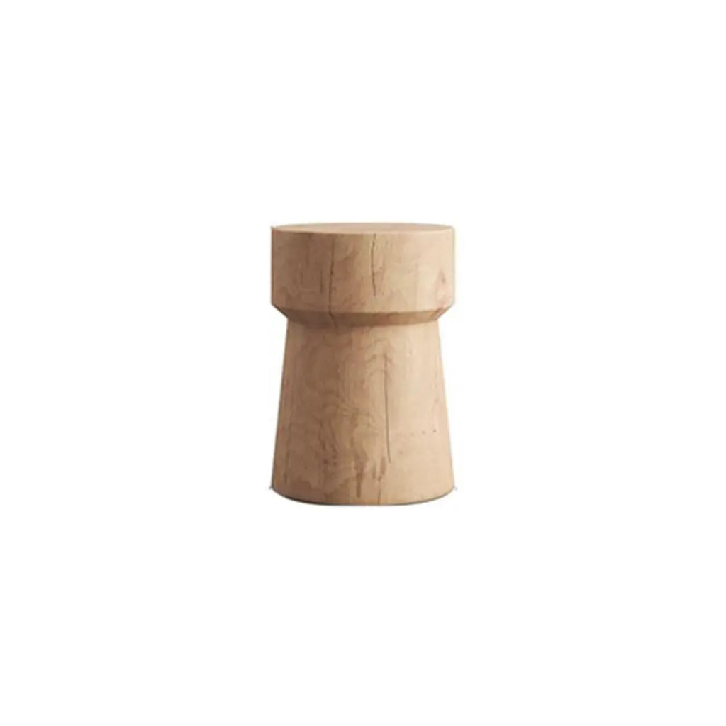Modern Wooden Drum End Table with Unflip Top for Living Room