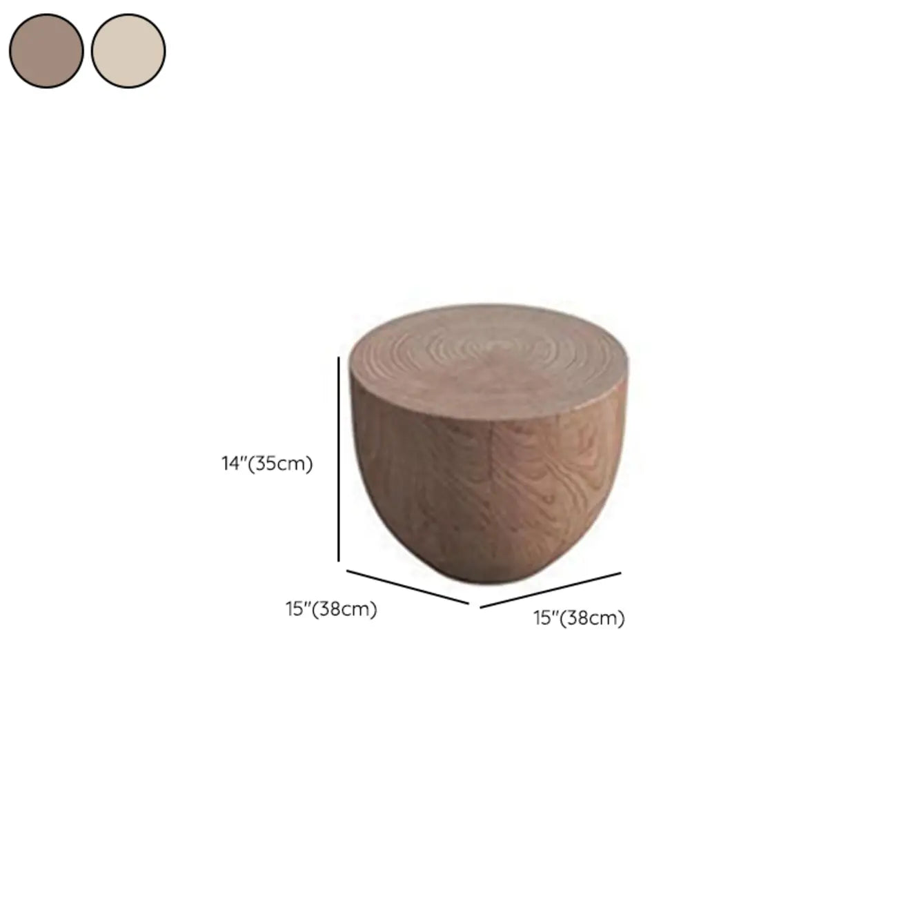 Modern Wooden Drum End Table with Unflip Top for Living Room
