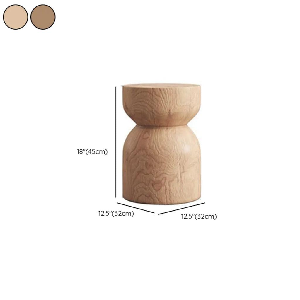 Modern Wooden Drum End Table with Unflip Top for Living Room
