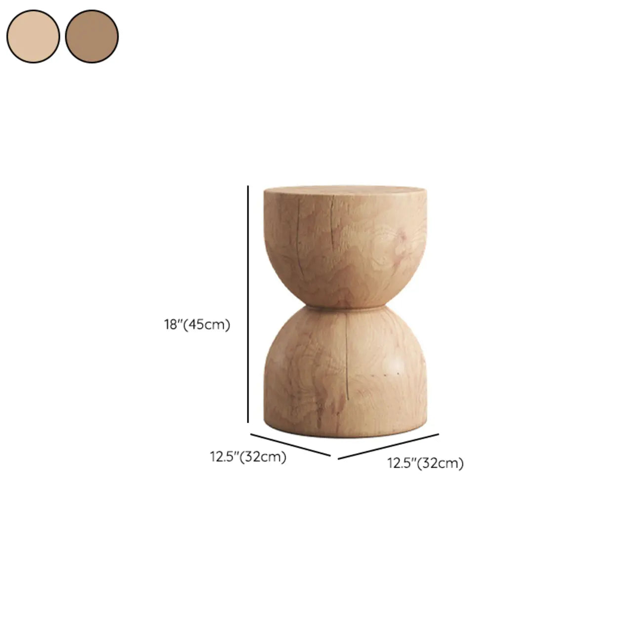 Modern Wooden Drum End Table with Unflip Top for Living Room