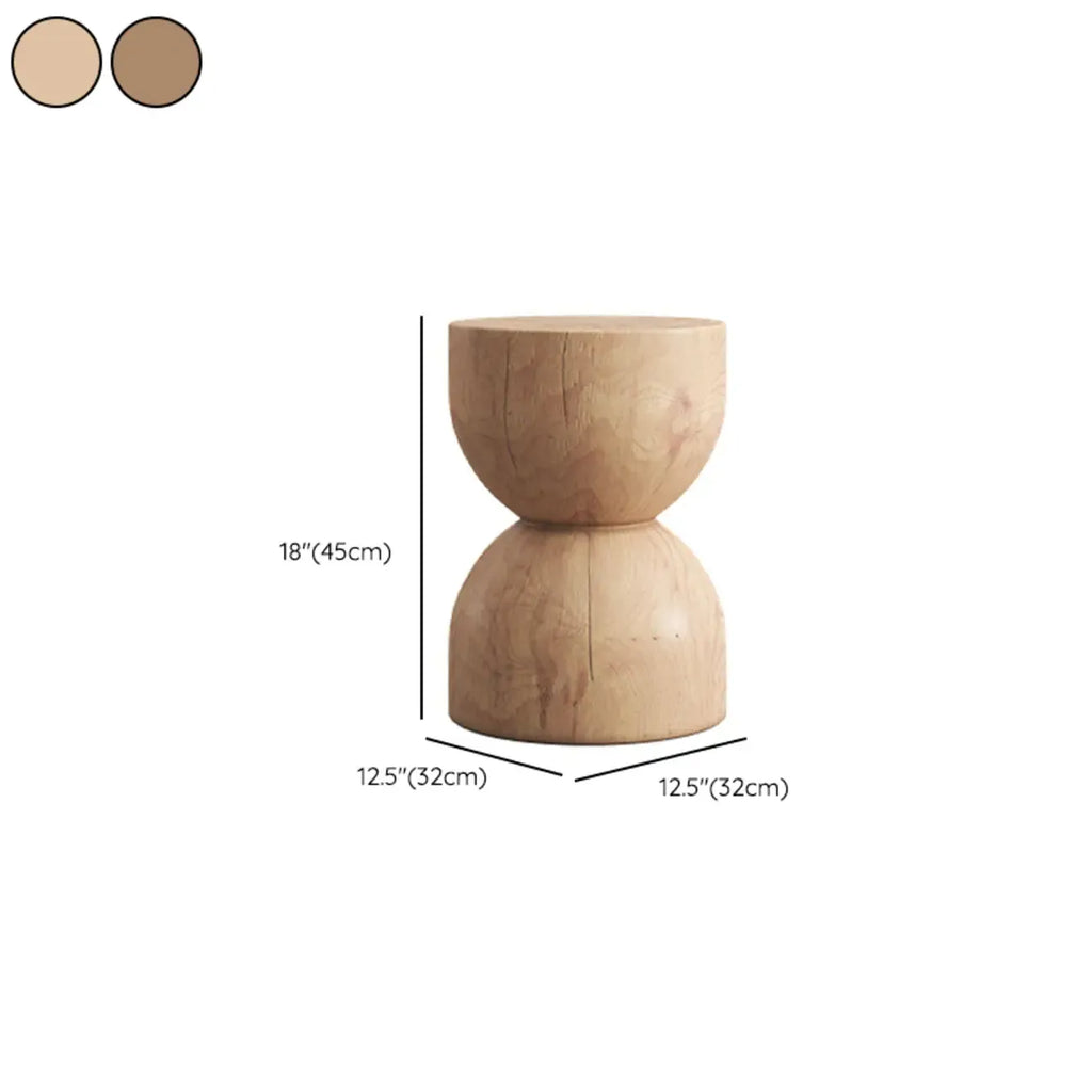 Modern Wooden Drum End Table with Unflip Top for Living Room