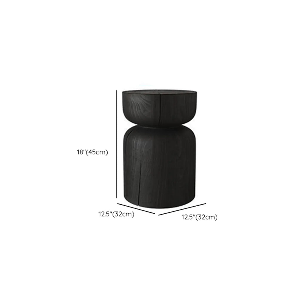 Modern Wooden Drum End Table with Unflip Top for Living Room