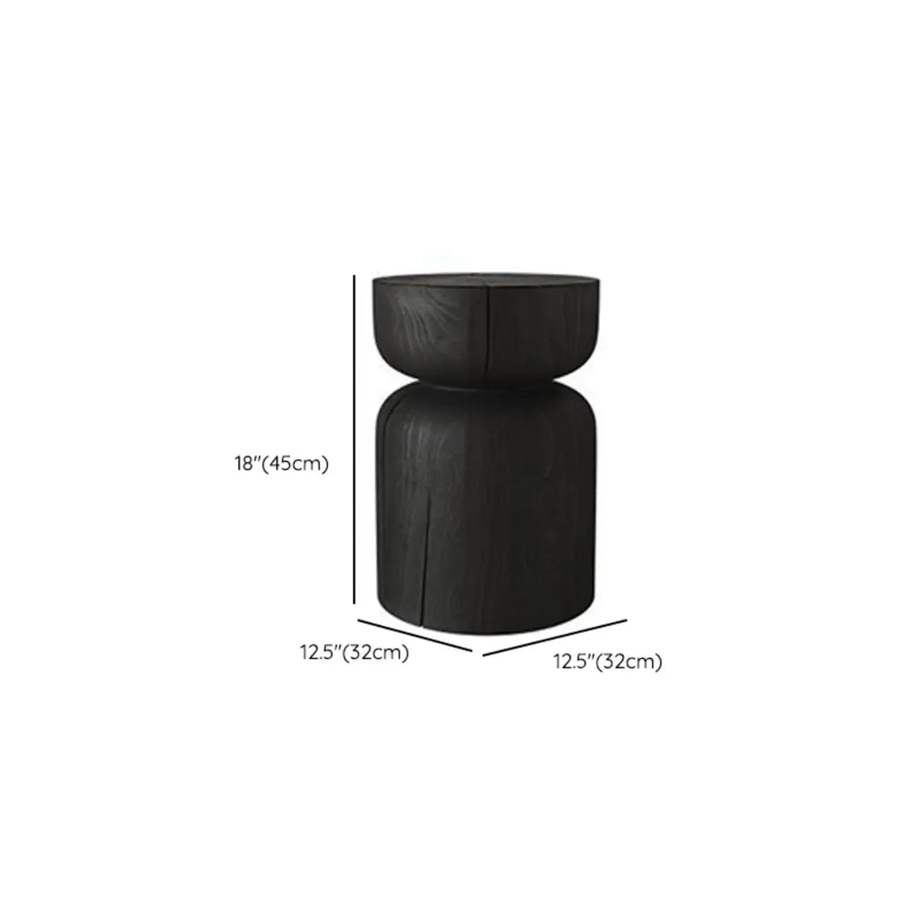 Modern Wooden Drum End Table with Unflip Top for Living Room