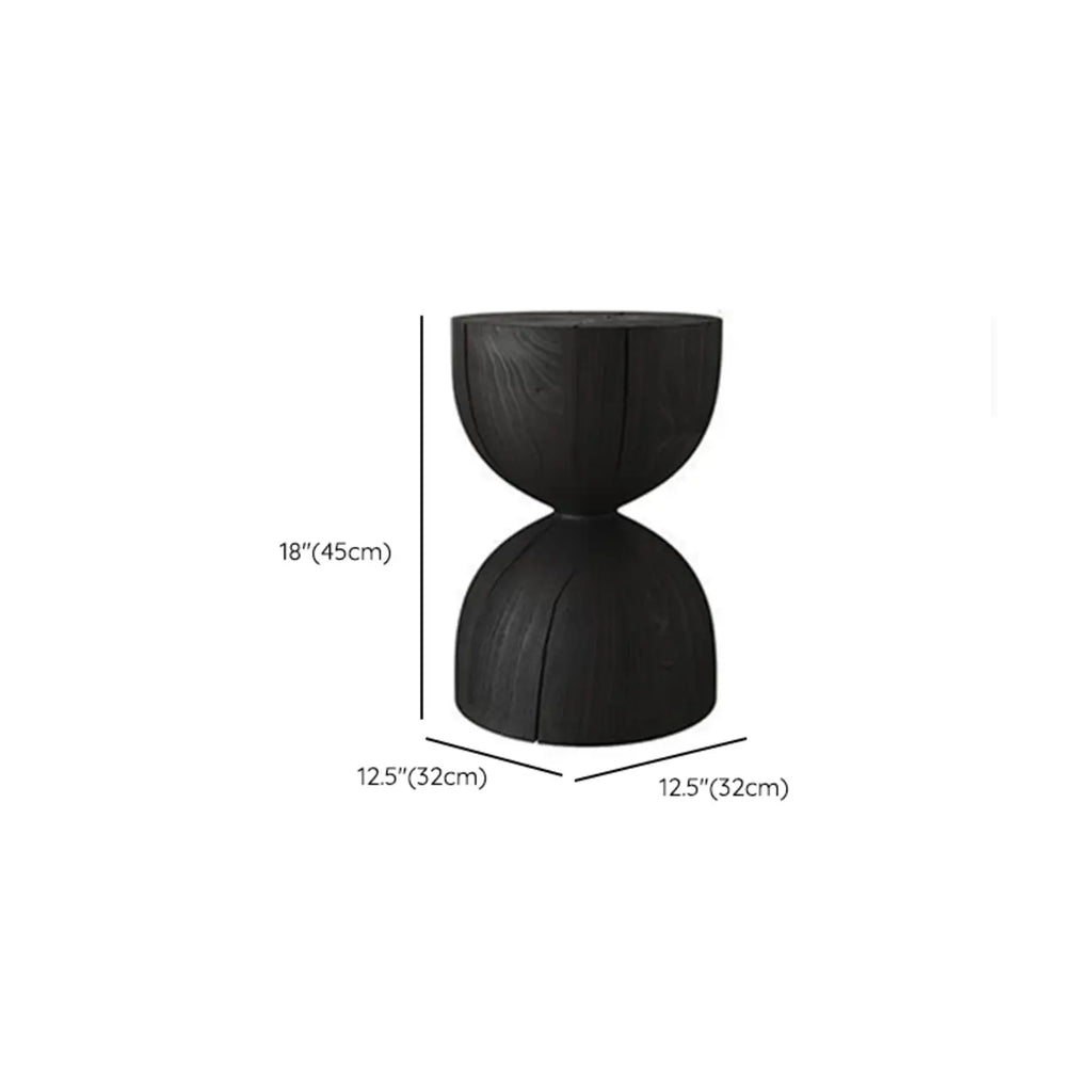 Modern Wooden Drum End Table with Unflip Top for Living Room