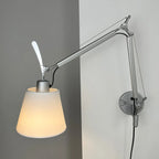 Adjustable Fabric Swing Arm Metal Wall Light for Bedroom