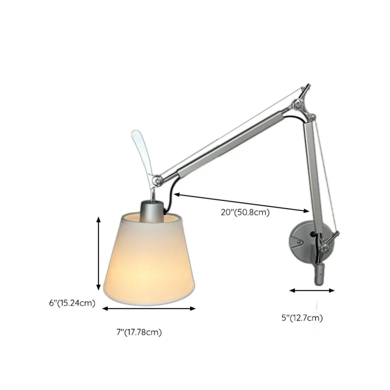 Adjustable Fabric Swing Arm Metal Wall Light for Bedroom