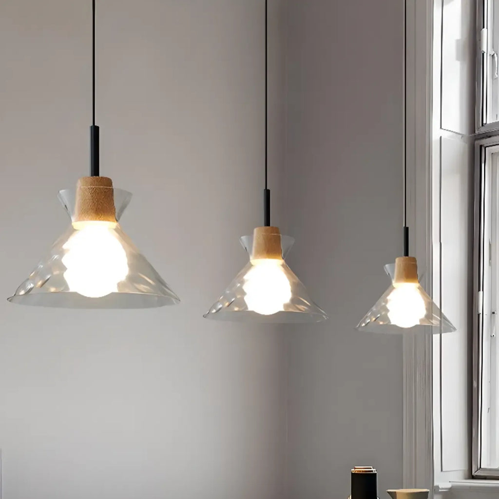 3-Light Clear Glass Island Pendant Light for Kitchen