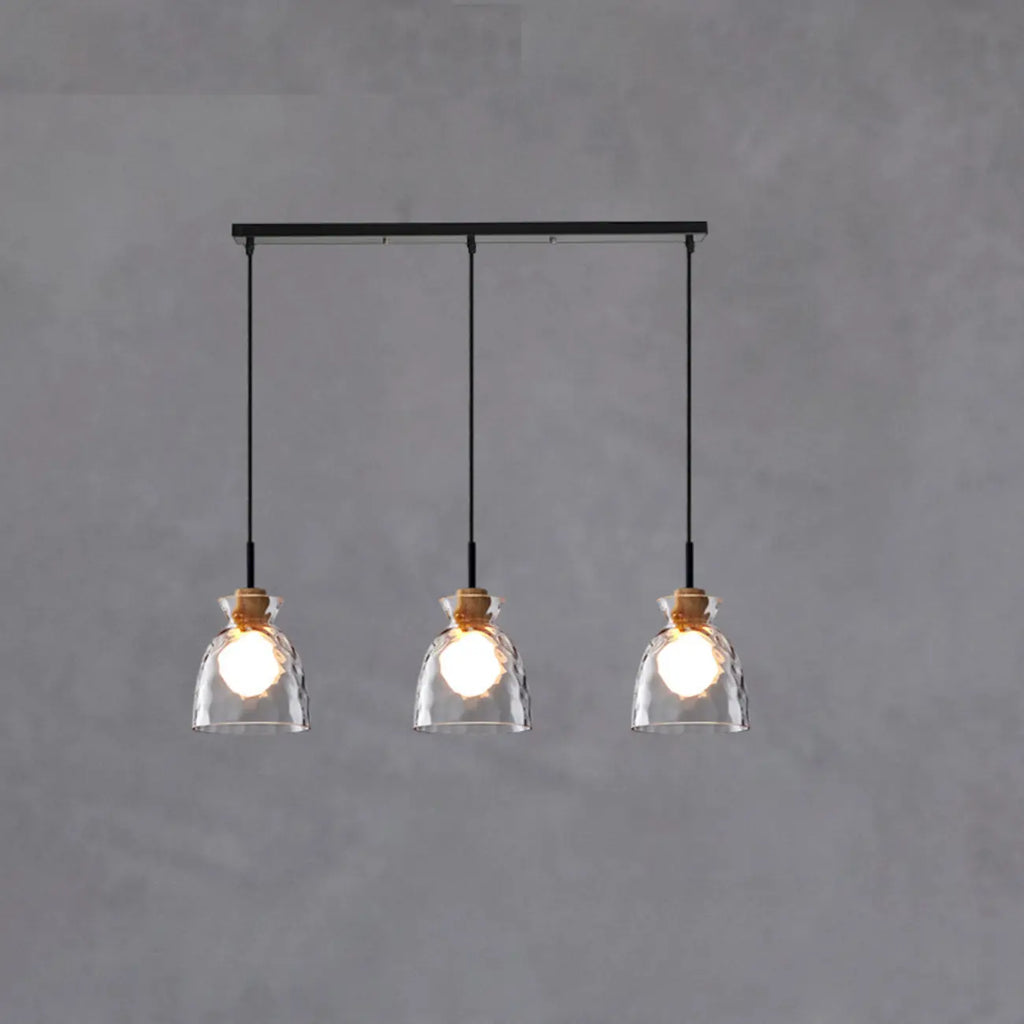 3-Light Clear Glass Island Pendant Light for Kitchen