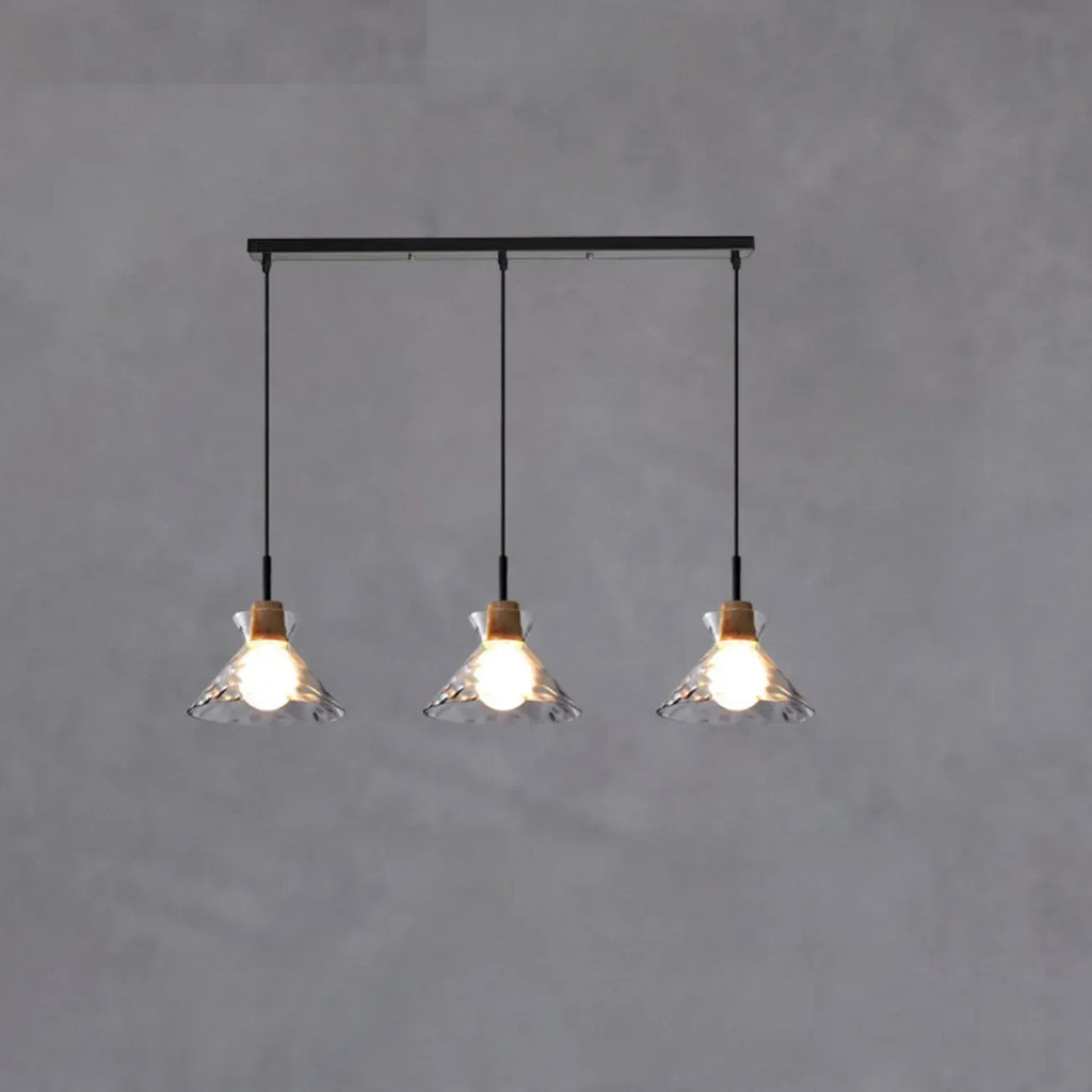 3-Light Clear Glass Island Pendant Light for Kitchen