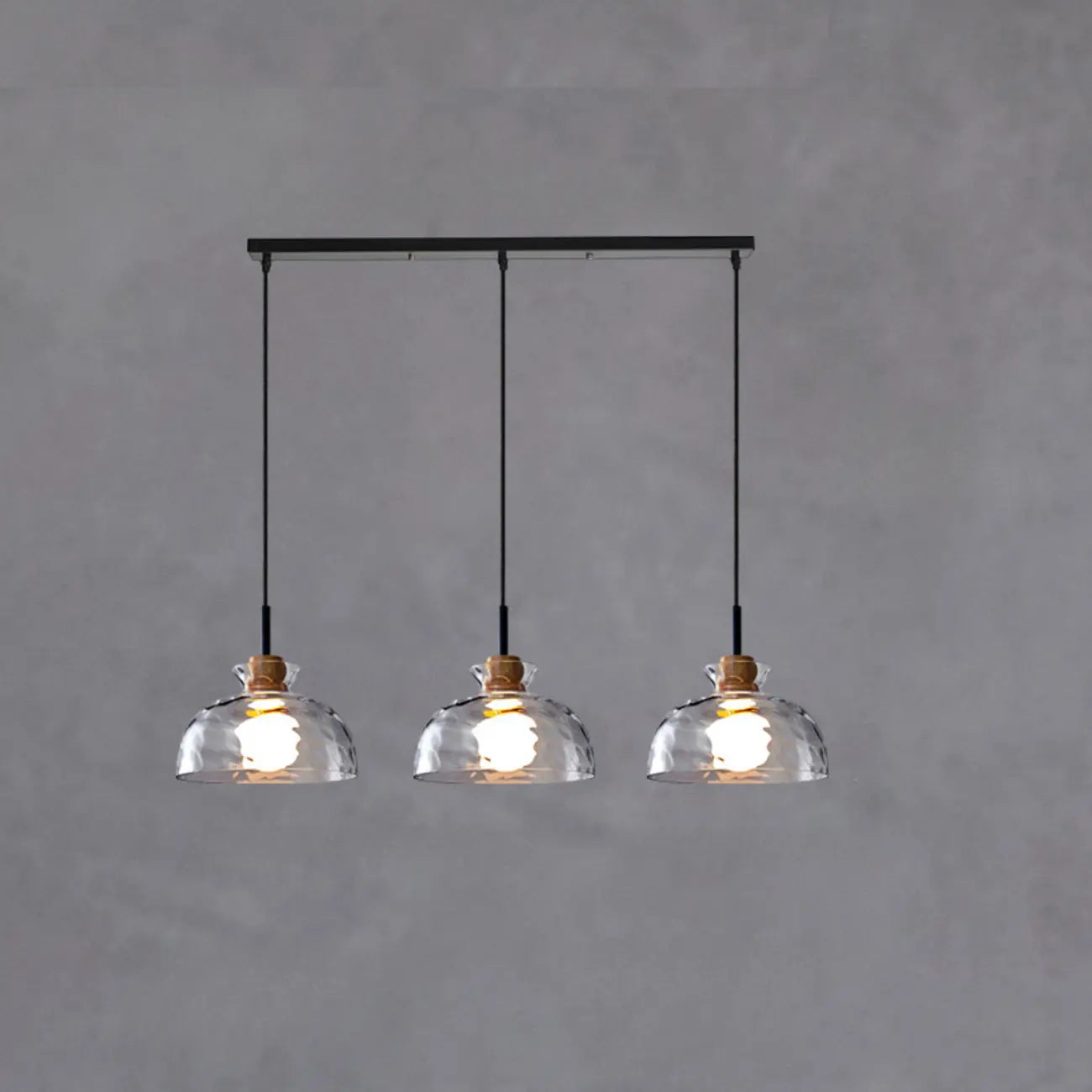3-Light Clear Glass Island Pendant Light for Kitchen