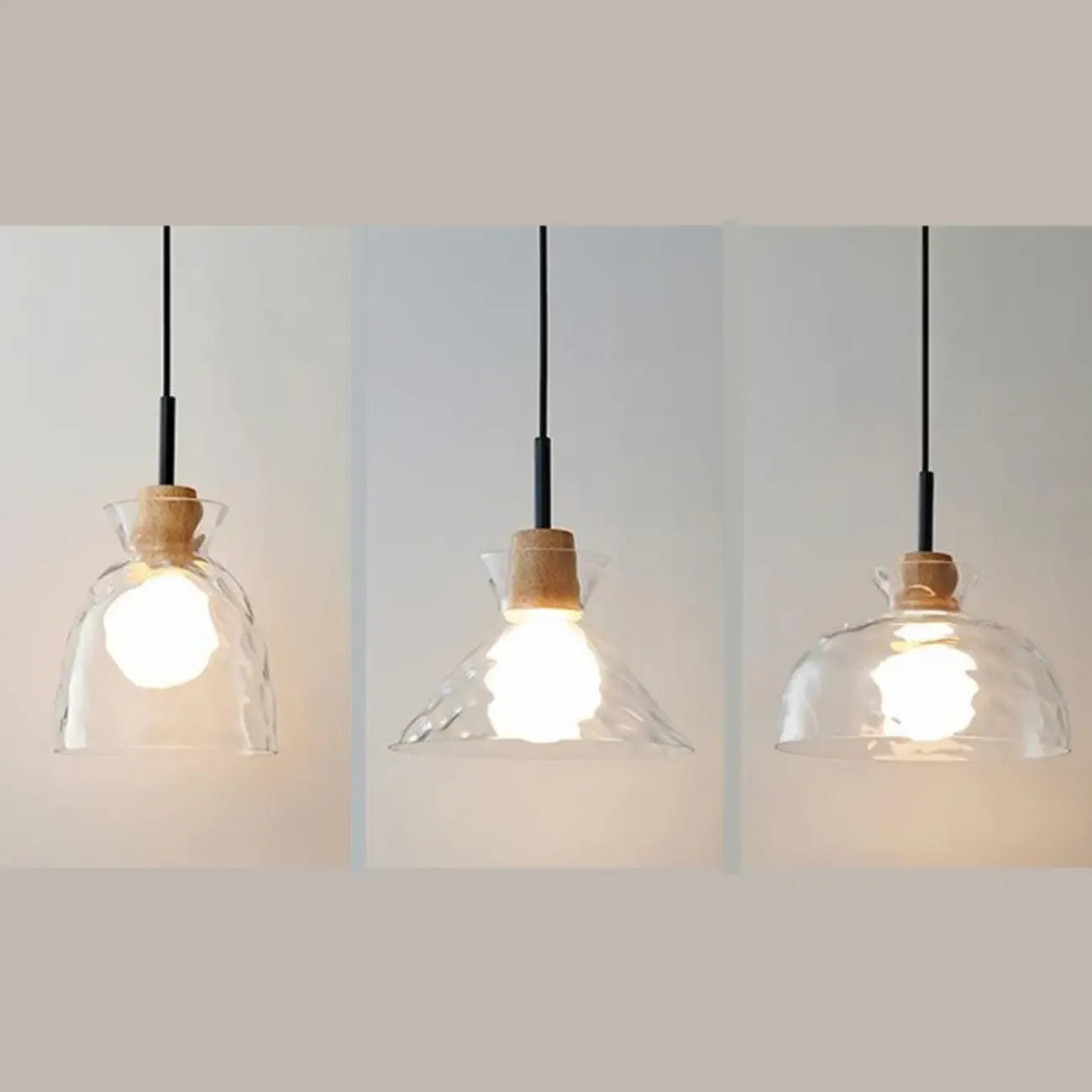 3-Light Clear Glass Island Pendant Light for Kitchen