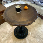 Contemporary Brown Wood Round Side Table