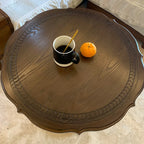 Contemporary Brown Wood Round Side Table