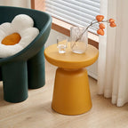 Modern Round Acrylic Side Table with Drum Base for Living Room