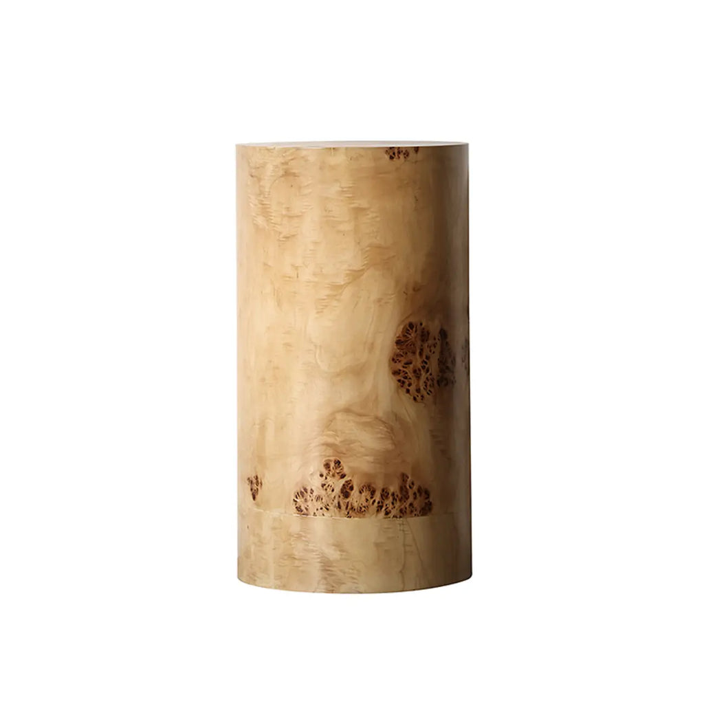 Light Wood Cylinder Sofa Side Table with Block Base
