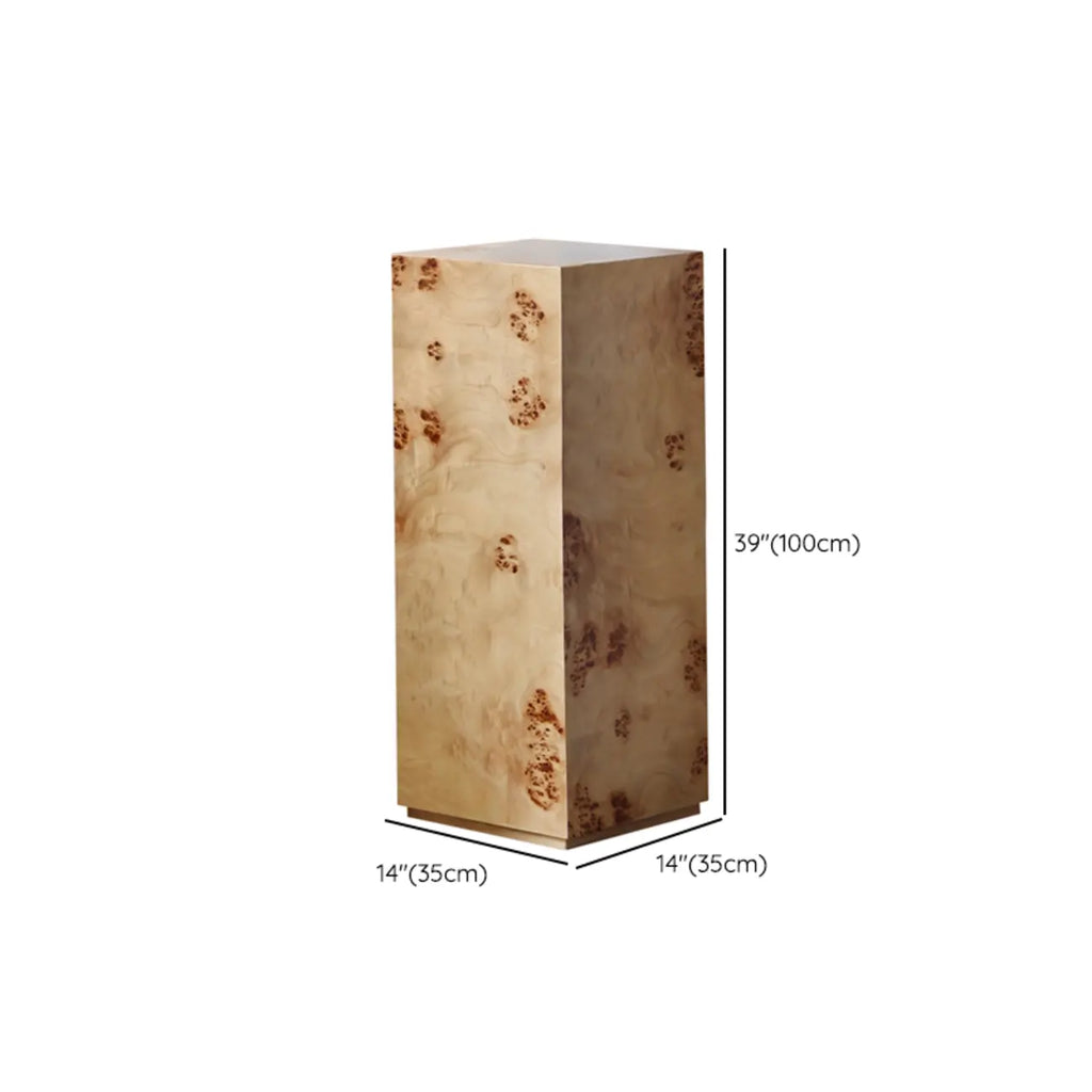 Light Wood Cylinder Sofa Side Table with Block Base