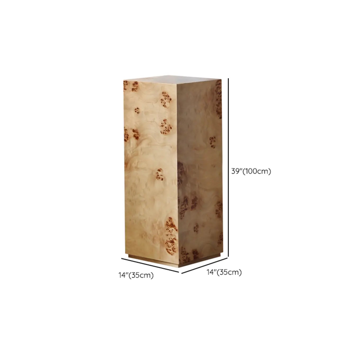 Light Wood Cylinder Sofa Side Table with Block Base