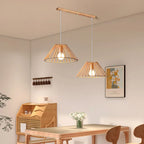 2-Light Modern Wood Island Pendant Light for Kitchen