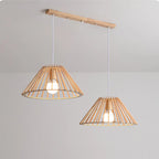 2-Light Modern Wood Island Pendant Light for Kitchen