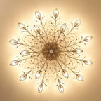 Elegant Golden Branch Crystal Semi Flush Ceiling Light