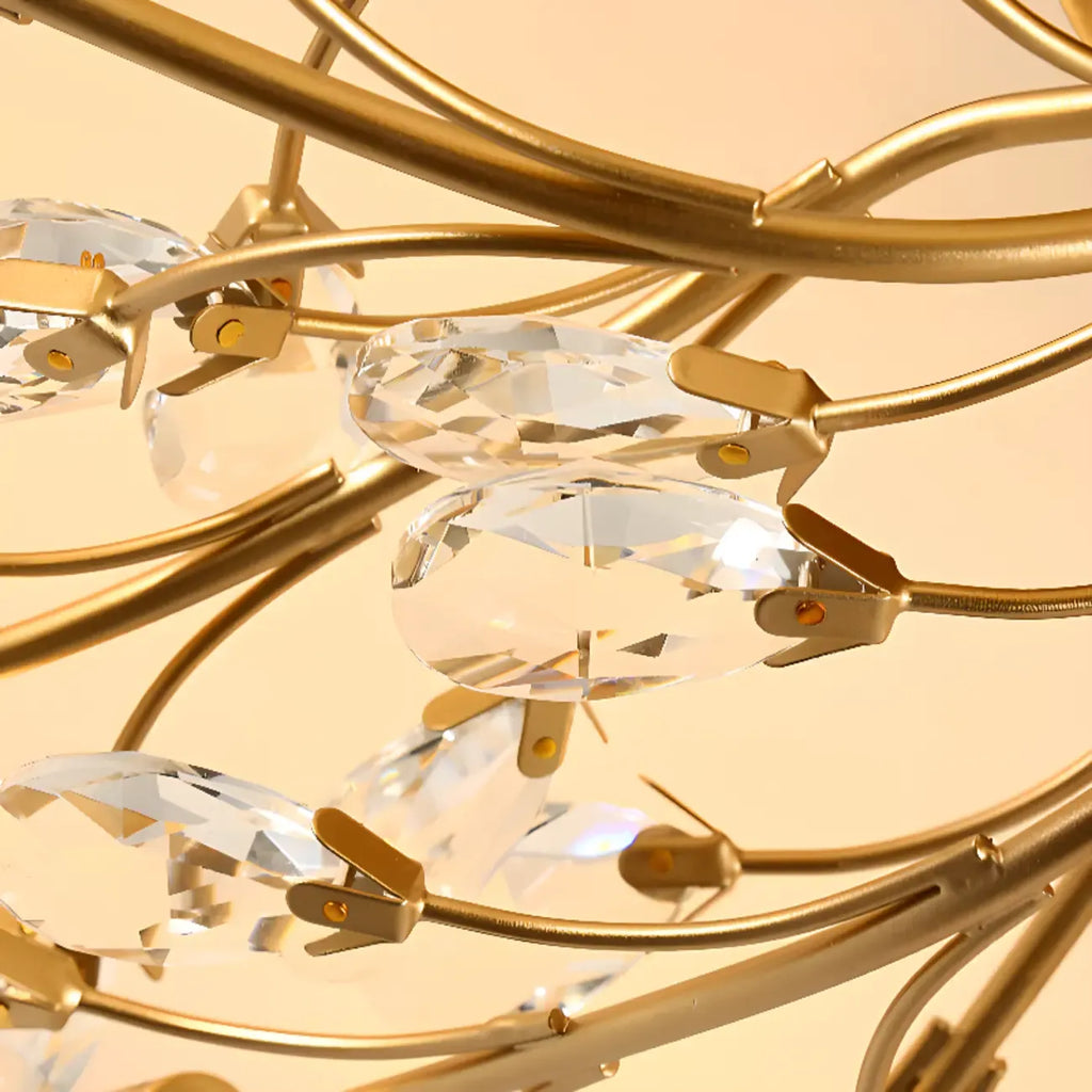 Elegant Golden Branch Crystal Semi Flush Ceiling Light