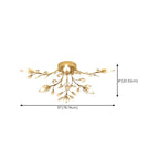 Elegant Golden Branch Crystal Semi Flush Ceiling Light