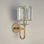 Elegant Crystal Smooth Gilded Metal Wall Sconce