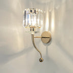 Elegant Crystal Smooth Gilded Metal Wall Sconce