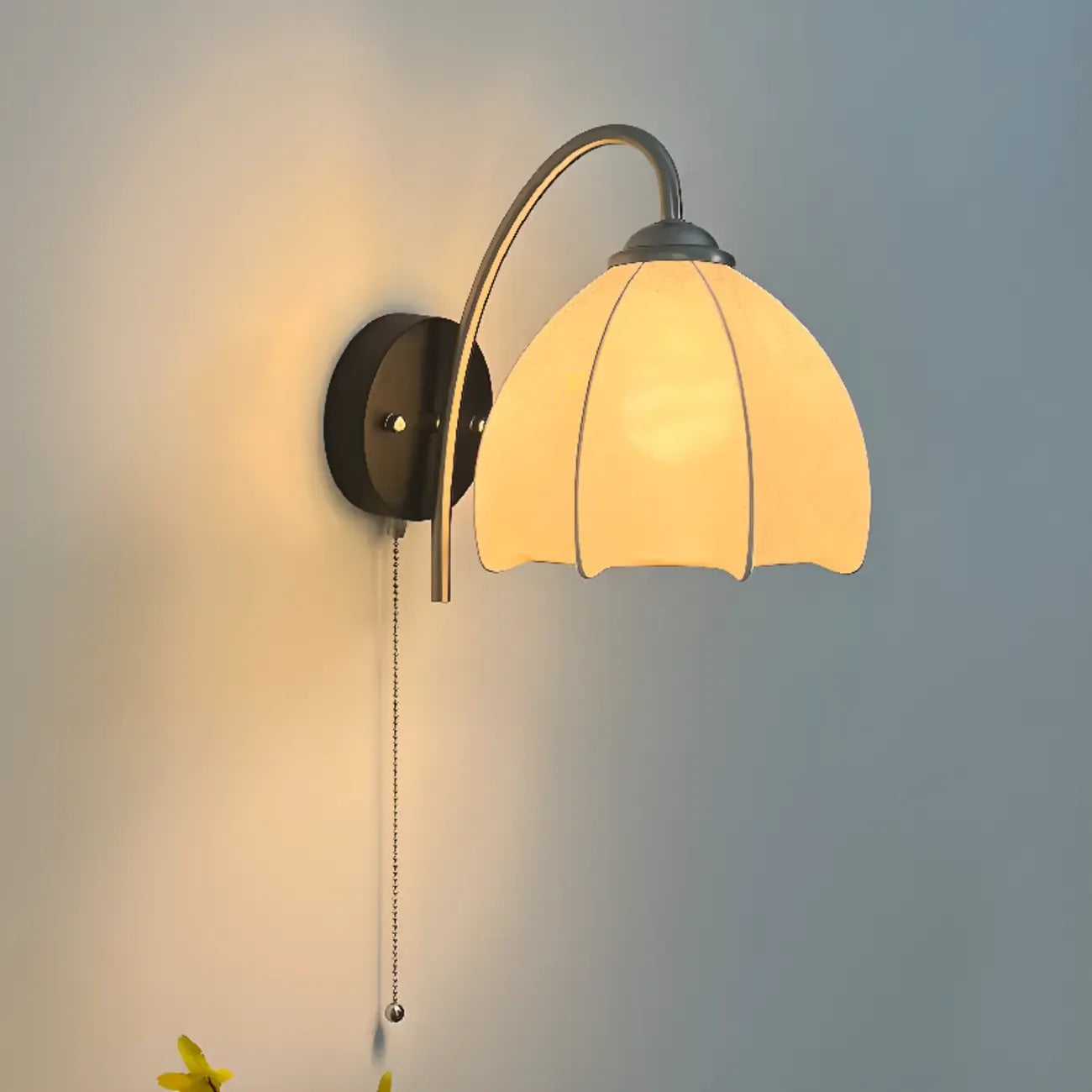 6.5 Vintage Wall Sconce with Cone Fabric Shade for Bedroom