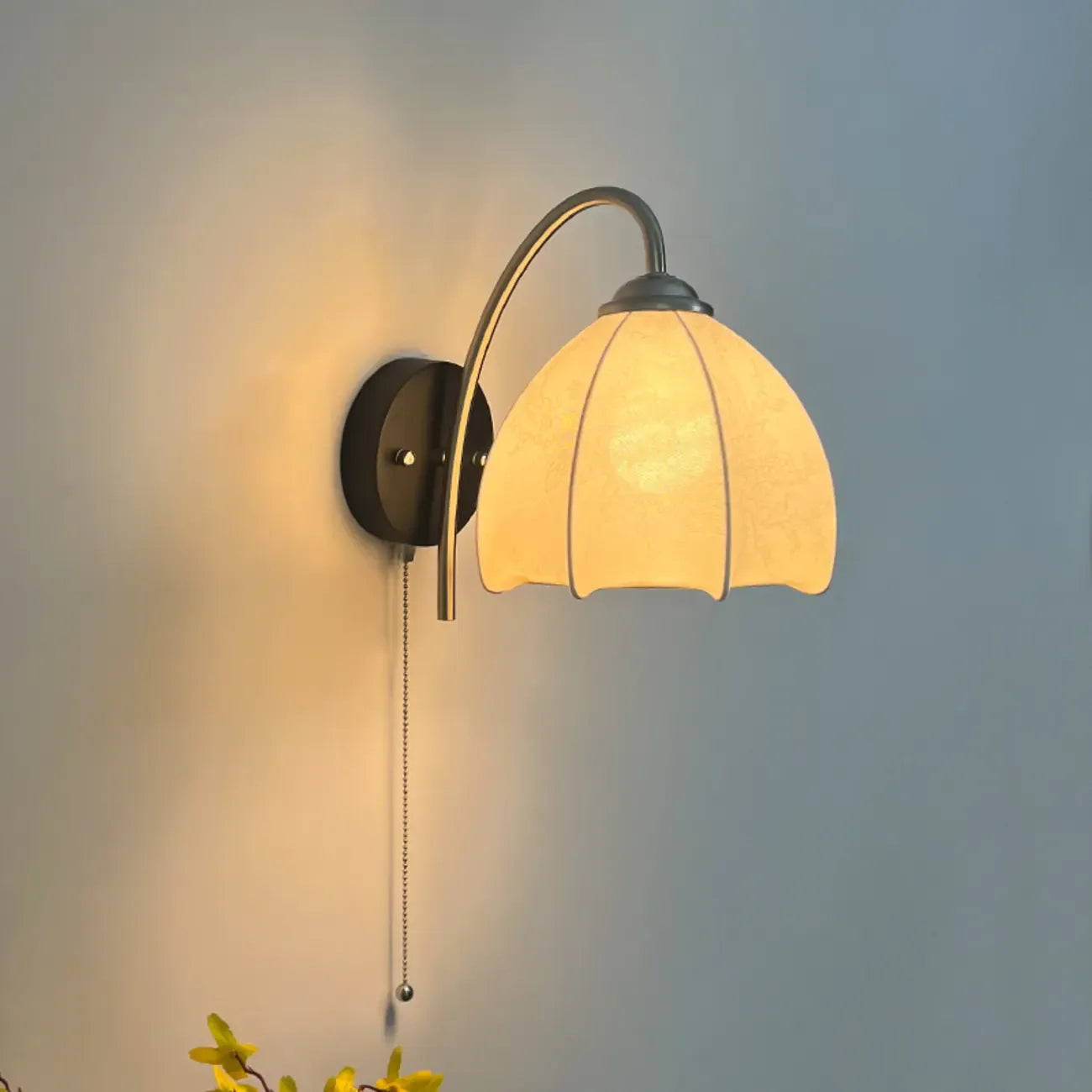 6.5 Vintage Wall Sconce with Cone Fabric Shade for Bedroom