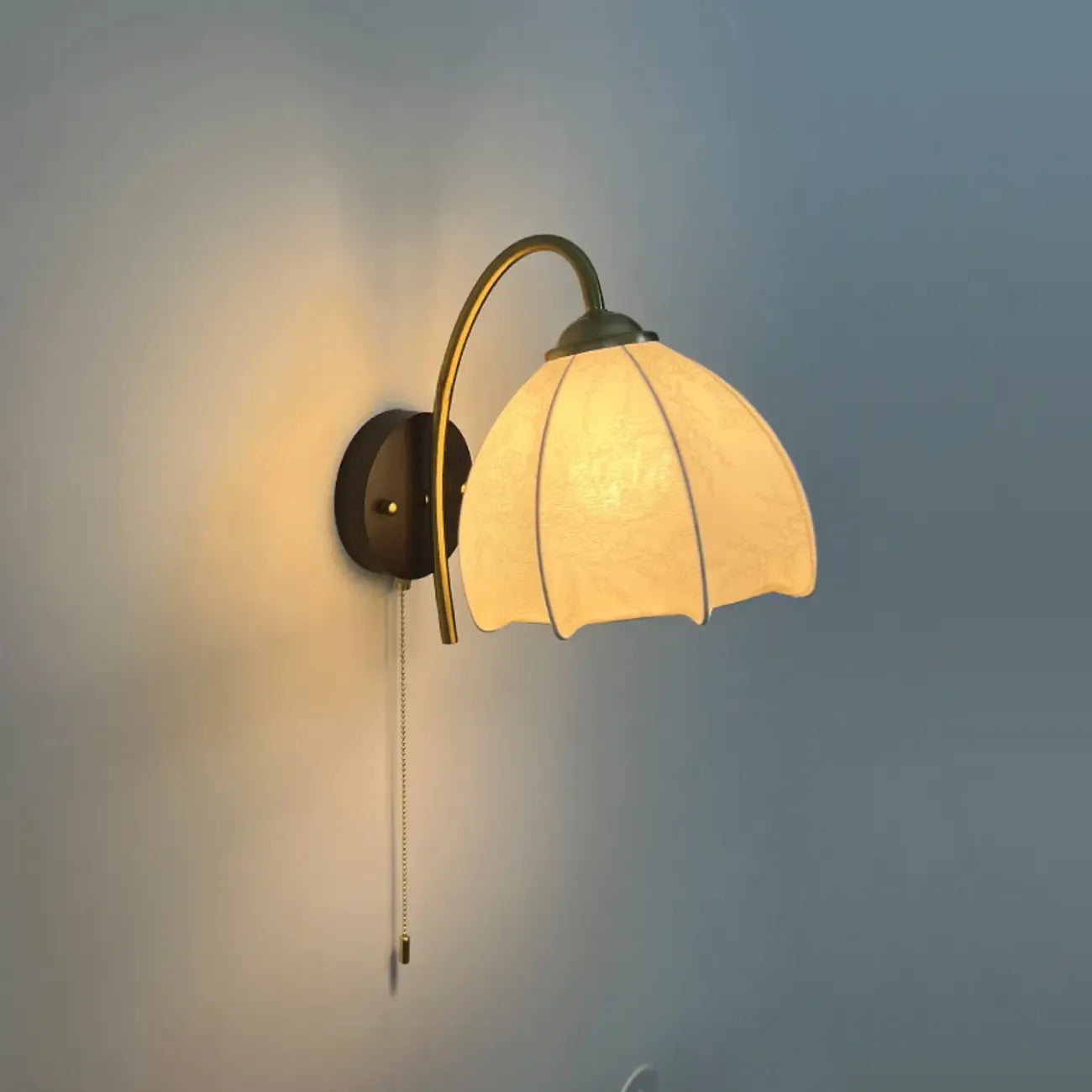 6.5 Vintage Wall Sconce with Cone Fabric Shade for Bedroom