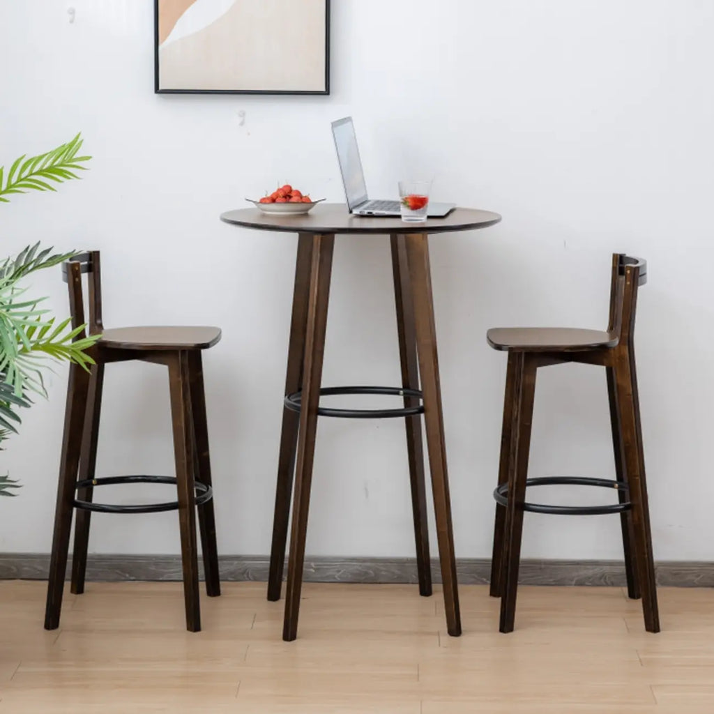 Orbicular Brown Wood Leggy Bar Tables