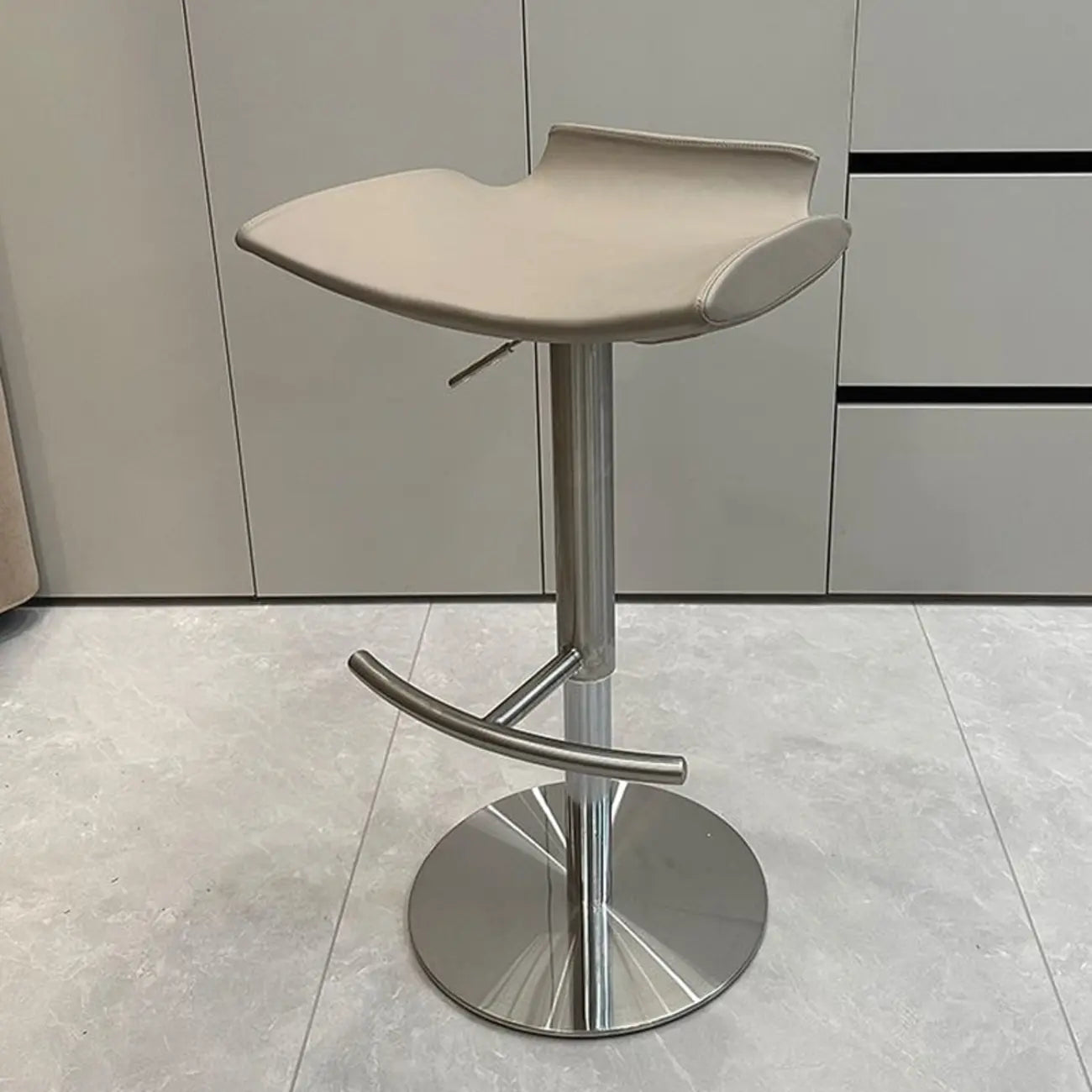 Modern Adjustable Faux Leather Swivel Bar Stools