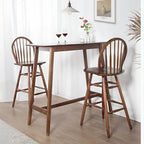 Scandinavian Brown Wooden Rubberwood Footrest Bar Tables