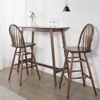 Scandinavian Brown Wooden Rubberwood Footrest Bar Tables
