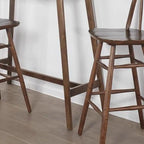 Scandinavian Brown Wooden Rubberwood Footrest Bar Tables