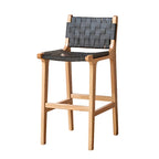 Rustic Wood Wicker Seat Counter Bar Stools with Back