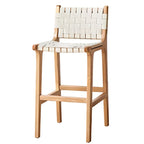 Rustic Wood Wicker Seat Counter Bar Stools with Back