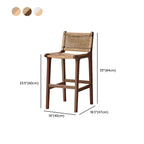 Rustic Wood Wicker Seat Counter Bar Stools with Back