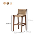 Rustic Wood Wicker Seat Counter Bar Stools with Back