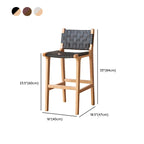 Rustic Wood Wicker Seat Counter Bar Stools with Back