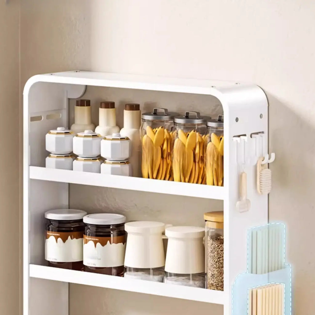 Adjustable Metal Wall-Mounted Kitchen Storage Racks with Hooks