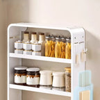 Adjustable Metal Wall-Mounted Kitchen Storage Racks with Hooks