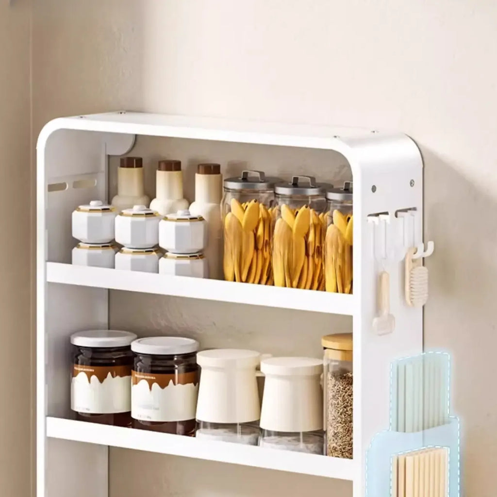Adjustable Metal Wall-Mounted Kitchen Storage Racks with Hooks