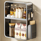 Adjustable Metal Wall-Mounted Kitchen Storage Racks with Hooks